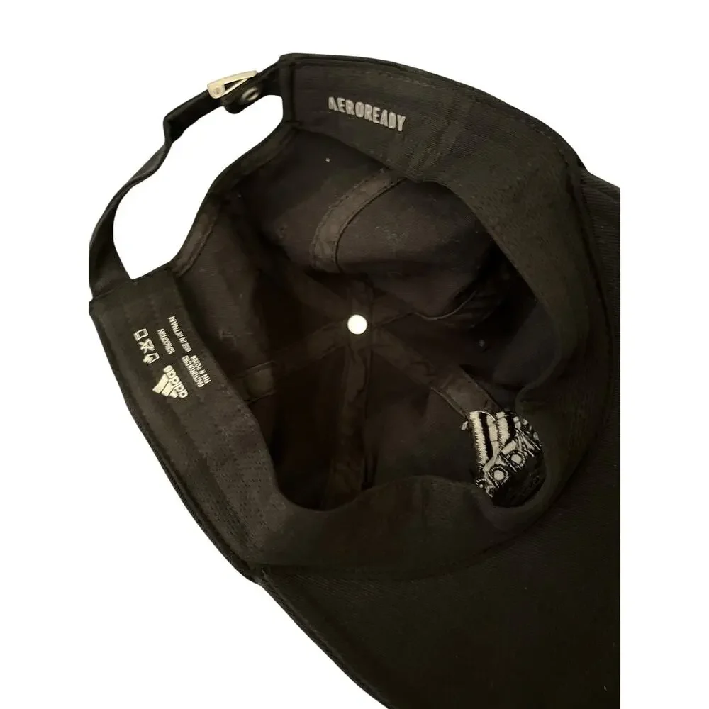 Adidas Aeroready OS Black Embroidered Strapback Workout Athletic Baseball Cap
